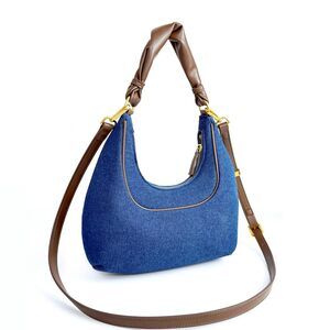 9166 Denim Shoulder Bags ,Crescent Denim Crossbody Bags,Top Handle Jean